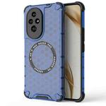 For Honor 200 Honeycomb Magnetic Ring Shockproof Phone Case(Blue)