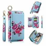 For Samsung Galaxy S24 5G POLA Flower Multi-functional Zipper Wallet Leather Phone Case(Sky Blue)