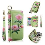 For Samsung Galaxy S24+ 5G POLA Flower Multi-functional Zipper Wallet Leather Phone Case(Green)