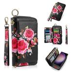 For Samsung Galaxy S23+ 5G POLA Flower Multi-functional Zipper Wallet Leather Phone Case(Black)