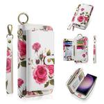 For Samsung Galaxy S23 Ultra 5G POLA Flower Multi-functional Zipper Wallet Leather Phone Case(Beige)