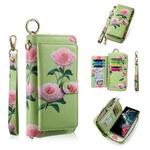 For Samsung Galaxy S22 Ultra 5G POLA Flower Multi-functional Zipper Wallet Leather Phone Case(Green)