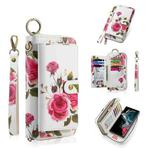 For Samsung Galaxy S22 Ultra 5G POLA Flower Multi-functional Zipper Wallet Leather Phone Case(Beige)
