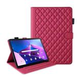 For Lenovo Tab M10 Plus 10.6 3rd Gen Rhombus Lattice Leather Smart Tablet Case(Red)