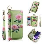 For Samsung Galaxy Note20 Ultra  POLA Flower Multi-functional Zipper Wallet Leather Phone Case(Green)