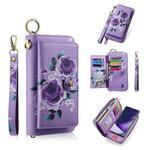 For Samsung Galaxy Note20 Ultra  POLA Flower Multi-functional Zipper Wallet Leather Phone Case(Purple)