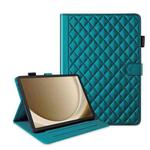 For Samsung Galaxy Tab A9+ Rhombus Lattice Leather Tablet Case(Dark Green)