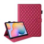 For Samsung Galaxy Tab S6 Lite 2024 Rhombus Lattice Leather Tablet Case(Red)