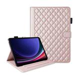 For Samsung Galaxy Tab S9 FE+ / S9+ Rhombus Lattice Leather Tablet Case(Rose Gold)