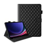 For Samsung Galaxy Tab S9 FE+ / S9+ Rhombus Lattice Leather Tablet Case(Black)