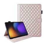 For Xiaomi Pad 7 / 7 Pro Rhombus Lattice Leather Tablet Case(Rose Gold)
