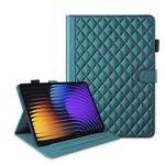 For Xiaomi Pad 7 / 7 Pro Rhombus Lattice Leather Tablet Case(Dark Green)