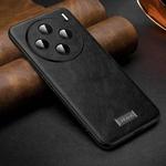 For vivo X200 SULADA Shockproof TPU + Handmade Leather Phone Case(Black)