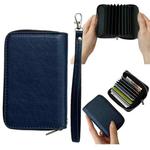 Solid Color 11-cards Zipper Card Bag(Blue)