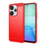 For Xiaomi Poco M6 4G Carbon Fiber Brushed Texture TPU Phone Case(Red)