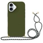 For iPhone 16 Plus Wheat Straw Material + TPU Phone Case with Lanyard(Army Green)