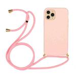 For iPhone 16 Pro Wheat Straw Material + TPU Phone Case with Lanyard(Pink)