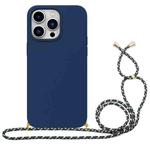 For iPhone 16 Pro Wheat Straw Material + TPU Phone Case with Lanyard(Blue)