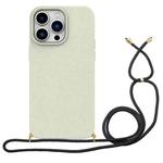 For iPhone 16 Pro Max Wheat Straw Material + TPU Phone Case with Lanyard(White)