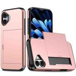 For iPhone 16 Shockproof Armor Phone Case with Card Slot(Rose Gold)