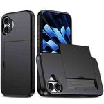 For iPhone 16 Shockproof Armor Phone Case with Card Slot(Black)