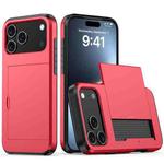 For iPhone 17 Pro Max Shockproof Armor Phone Case with Card Slot(Red)