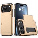 For iPhone 17 Pro Max Shockproof Armor Phone Case with Card Slot(Gold)