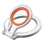 360 Rotations MagSafe Magnetic Finger Ring with Phone Holder(Silver + Orange)