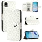 For TCL 30Z T602DL Rhombic Texture Flip Leather Phone Case with Lanyard(White)