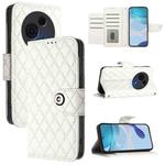 For TCL 60 NxtPaper Rhombic Texture Flip Leather Phone Case with Lanyard(White)