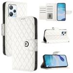 For Blackview A53 Rhombic Texture Flip Leather Phone Case with Lanyard(White)
