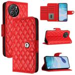 For Blackview Shark 8 Rhombic Texture Flip Leather Phone Case with Lanyard(Red)