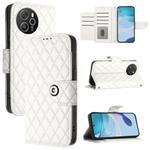 For Blackview Shark 8 Rhombic Texture Flip Leather Phone Case with Lanyard(White)