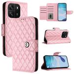 For Blackview Wave 6C Rhombic Texture Flip Leather Phone Case with Lanyard(Pink)