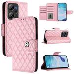 For Blackview Oscal Tiger 13 Rhombic Texture Flip Leather Phone Case with Lanyard(Pink)