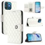 For Oukitel C53 Rhombic Texture Flip Leather Phone Case with Lanyard(White)