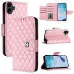 For Nothing CMF Phone 1 Rhombic Texture Flip Leather Phone Case with Lanyard(Pink)