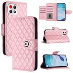 For T-Mobile REVVL 7 5G Rhombic Texture Flip Leather Phone Case with Lanyard(Pink)