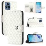 For T-Mobile REVVL 6 / 6x 5G Rhombic Texture Flip Leather Phone Case with Lanyard(White)