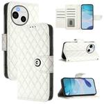 For Sharp Aquos Sense9 Rhombic Texture Flip Leather Phone Case with Lanyard(White)