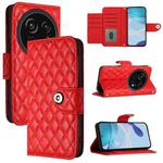 For Sharp Aquos R9 Pro Rhombic Texture Flip Leather Phone Case with Lanyard(Red)