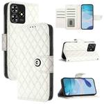 For ZTE Blade A73 4G Rhombic Texture Flip Leather Phone Case with Lanyard(White)