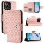 For ZTE Blade A73 4G Rhombic Texture Flip Leather Phone Case with Lanyard(Coral Pink)