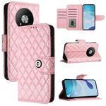 For ZTE Blade A73 5G Rhombic Texture Flip Leather Phone Case with Lanyard(Pink)