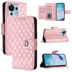 For ZTE Blade V50 Vita Rhombic Texture Flip Leather Phone Case with Lanyard(Pink)