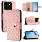 For ZTE Blade A35 / A55 Rhombic Texture Flip Leather Phone Case with Lanyard(Coral Pink)