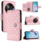 For ZTE Blade A75 5G Rhombic Texture Flip Leather Phone Case with Lanyard(Pink)