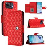 For Asus Zenfone 12 Ultra Rhombic Texture Flip Leather Phone Case with Lanyard(Red)