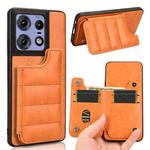 For Motorola Edge 50 Pro Cow Pattern Sewing Card Bag Phone Case(Orange)