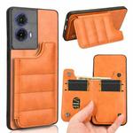 For Motorola Edge 50 Fusion Cow Pattern Sewing Card Bag Phone Case(Orange)